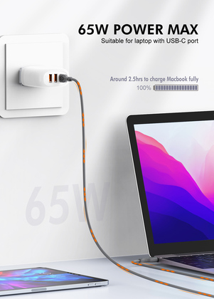 LDNIO καλώδιο USB-C σε USB-C LC811C, 65W PD, 1m, γκρι