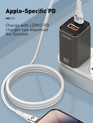 LDNIO καλώδιο Lightning σε USB-C LC861I, 30W PD, 1m, γκρι