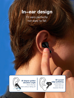 LDNIO earphones με θήκη φόρτισης T02, True Wireless, HiFi, Φ13mm, μαύρα