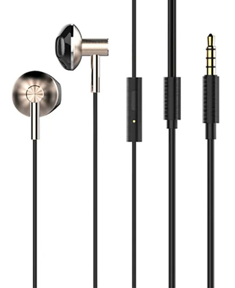 LDNIO earphones με μικρόφωνο HP09, 3.5mm σύνδεση, Φ13mm, 1.2m, ροζ χρυσό