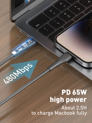 LDNIO καλώδιο USB-C σε USB-C LC672C, 65W PD, 2m, μπλε