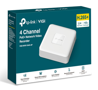 TP-LINK NVR καταγραφικό VIGI NVR1104H-4P, 8MP, 4 κανάλια PoE+, Ver. 1.0