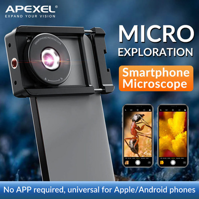 APEXEL φακός μικροσκόπιο APL-MS009 για smartphone κάμερα, 100x zoom, LED