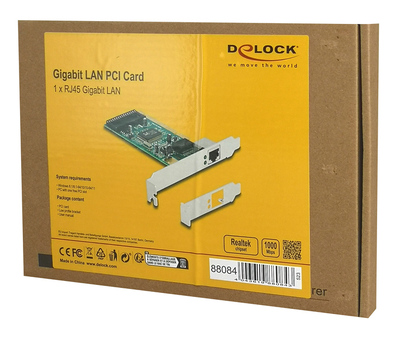 DELOCK κάρτα επέκτασης PCI σε 1x RJ45 Gigabit 88084, 1000Mbps