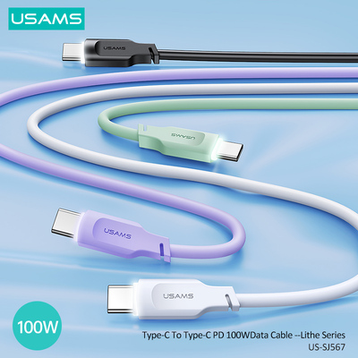 USAMS καλώδιο USB-C σε USB-C US-SJ567, 100W PD, 1.2m, μωβ