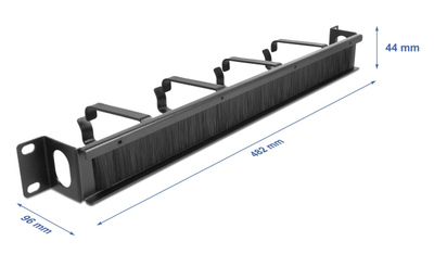 DELOCK cable management 67033, 19"/1U rack, 4x γάντζοι & βούρτσα, μαύρο