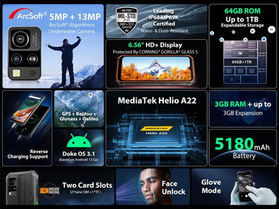 BLACKVIEW smartphone BV4800, 6.56", 3/64GB, 5180mAh, IP68/IP69K, μαύρο