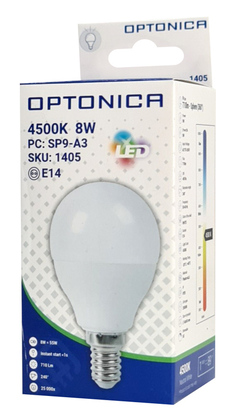 OPTONICA LED λάμπα G45 1405, 8W, 4500K, 710lm, E14