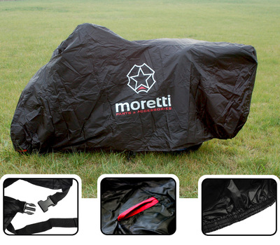 MORETTI κουκούλα μηχανής LXMA2753 με θήκη, L 246x104x127cm, μαύρη