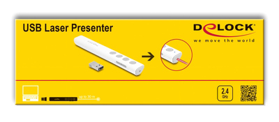 DELOCK τηλεχειριστήριο παρουσιάσεων 64251 με laser & πλήκτρα, 30m, λευκό