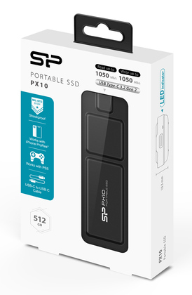 SILICON POWER εξωτερικός SSD PX10, 512GB, USB 3.2, 1050-1050MB/s, μαύρος