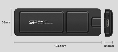 SILICON POWER εξωτερικός SSD PX10, 512GB, USB 3.2, 1050-1050MB/s, μαύρος