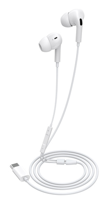 CELEBRAT earphones με μικρόφωνο E300, USB-C σύνδεση, Φ10mm, 1.2m, λευκά