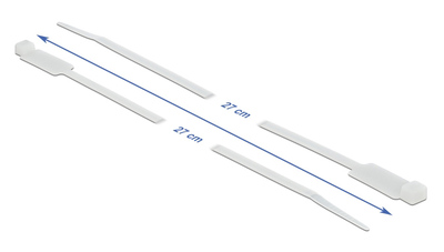 DELOCK δεματικά καλωδίων 18957 με ετικέτα, 270x4.8mm, λευκά, 10τμχ
