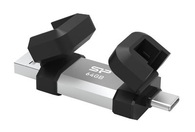 SILICON POWER USB Flash Drive C51, USB/USB-C, 64GB, 120MBps, ασημί