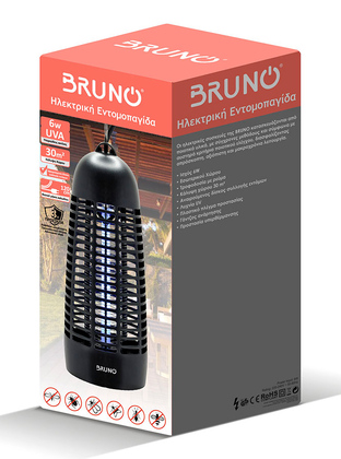 BRUNO ηλεκτρική εντομοπαγίδα BRN-0185 με UV λυχνία, 6W, μαύρη