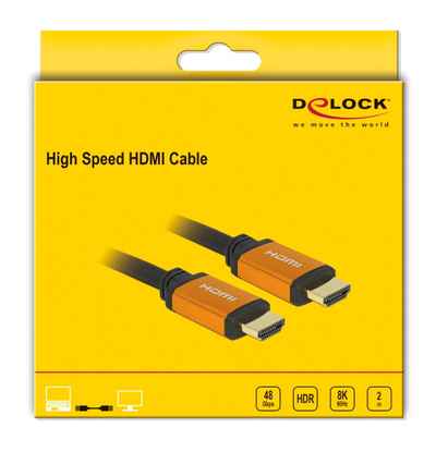 DELOCK καλώδιο HDMI 85729, 8K/60Hz, 48 Gbps, eARC, HDR, 2m, μαύρο