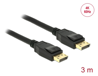 DELOCK καλώδιο DisplayPort 1.2 83807, 4K/60Hz, 21.6 Gbps, 3m, μαύρο