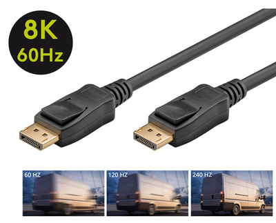 GOOBAY καλώδιο DisplayPort 65810 Certified, 8K/60Hz 32.4 Gbps, 3m, μαύρο