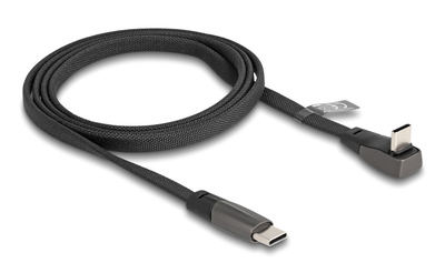 DELOCK καλώδιο USB-C 80751, 60W, flat, γωνιακό, 480 Mbps, 1m, μαύρο