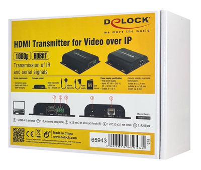 DELOCK HDMI video extender 65943 μέσω καλωδίου RJ45, 1080p, HDBitT, 100m