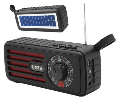 CMIK φορητό ραδιόφωνο & ηχείο MK-101-RD, ηλιακό, BT/USB/TF/AUX, μαύρο