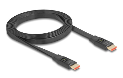 DELOCK καλώδιο HDMI 81002, flat, 8K/60Hz, 48 Gbps, eARC, HDR, 2m, μαύρο