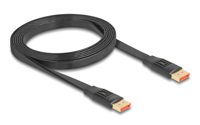 DELOCK καλώδιο DisplayPort 81006, flat, 8K/60Hz 32.4 Gbps HDR, 2m, μαύρο