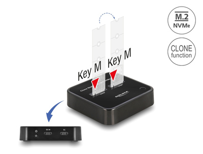 DELOCK docking station 64177, clone function, 2x M.2 NVMe 10 Gbps, μαύρο