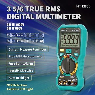 PROSKIT ψηφιακό πολύμετρο MT-1280D, 1000V DC, NVC, True RMS