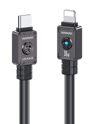 USAMS καλώδιο Lightning σε USB-C US-SJ685, 30W, 480Mbps, 1.2m, μαύρο