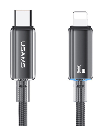 USAMS καλώδιο Lightning σε USB-C US-SJ659, 30W, 480Mbps, 1.2m, μαύρο