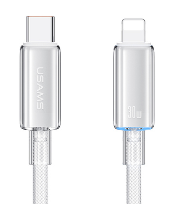 USAMS καλώδιο Lightning σε USB-C US-SJ659, 30W, 480Mbps, 1.2m, λευκό
