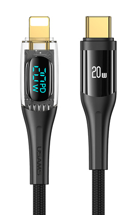 USAMS καλώδιο Lightning σε USB-C US-SJ588, 20W, 480Mbps, 1.2m, μαύρο