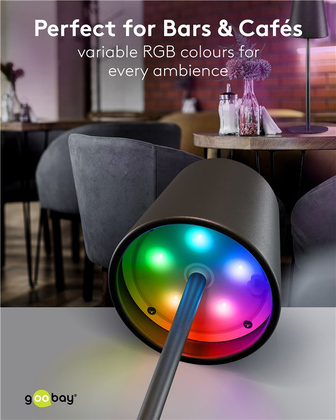GOOBAY επιτραπέζιο φωτιστικό 72025, RGB, επαναφορτιζόμενο, μαύρο
