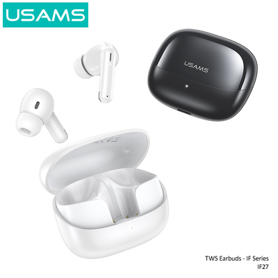 USAMS earphones με θήκη φόρτισης IF27, TWS, Φ13mm, 25/250mAh, μαύρα USAMS earphones με θήκη φόρτισης IF27, TWS, Φ13mm, 25/250mAh, μαύρα
