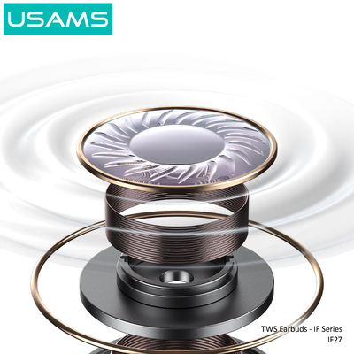 USAMS earphones με θήκη φόρτισης IF27, TWS, Φ13mm, 25/250mAh, μαύρα USAMS earphones με θήκη φόρτισης IF27, TWS, Φ13mm, 25/250mAh, μαύρα