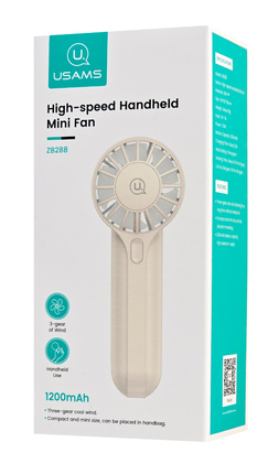 USAMS φορητός ανεμιστήρας ZB288 με 3 ταχύτητες, 1200mAh, λευκός
