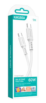 KAKUSIGA καλώδιο USB-C σε USB-C KSC-984, σιλικόνης, 60W, 480Mbps, 1m, λευκό KAKUSIGA καλώδιο USB-C σε USB-C KSC-984, σιλικόνης, 60W, 480Mbps, 1m, λευκό