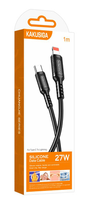 KAKUSIGA καλώδιο Lightning σε USB-C KSC-984, σιλικόνης, 27W, 480Mbps, 1m, μαύρο KAKUSIGA καλώδιο Lightning σε USB-C KSC-984, σιλικόνης, 27W, 480Mbps, 1m, μαύρο