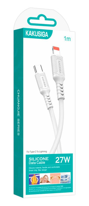 KAKUSIGA καλώδιο Lightning σε USB-C KSC-984, σιλικόνης, 27W, 480Mbps, 1m, λευκό KAKUSIGA καλώδιο Lightning σε USB-C KSC-984, σιλικόνης, 27W, 480Mbps, 1m, λευκό