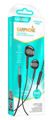 KAKUSIGA earphones με μικρόφωνο KSC-1301, 3.5mm σύνδεση, 14mm, 1.1m, μαύρα KAKUSIGA earphones με μικρόφωνο KSC-1301, 3.5mm σύνδεση, 14mm, 1.1m, μαύρα