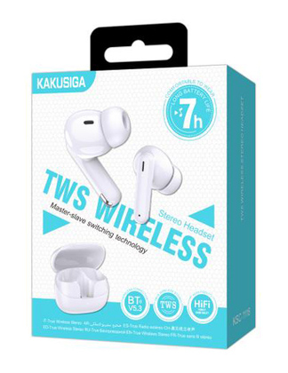 KAKUSIGA earphones με θήκη φόρτισης KSC-1116, True Wireless, 13mm, 40/320mAh, λευκά