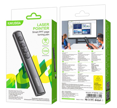 KAKUSIGA τηλεχειριστήριο παρουσιάσεων KSC-1488 με laser & πλήκτρα, 100m, μαύρο KAKUSIGA τηλεχειριστήριο παρουσιάσεων KSC-1488 με laser & πλήκτρα, 100m, μαύρο