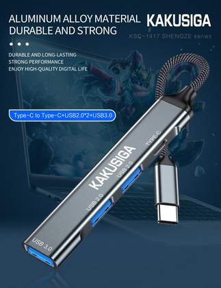 KAKUSIGA USB hub KSC-1417, 4x θυρών, USB 3.0, 5Gbps, USB-C σύνδεση, γκρι KAKUSIGA USB hub KSC-1417, 4x θυρών, USB 3.0, 5Gbps, USB-C σύνδεση, γκρι