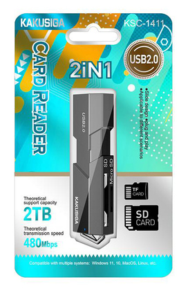 KAKUSIGA card reader KSC-1411 για SD & micro SD, 480Mbps, USB σύνδεση, μαύρο KAKUSIGA card reader KSC-1411 για SD & micro SD, 480Mbps, USB σύνδεση, μαύρο