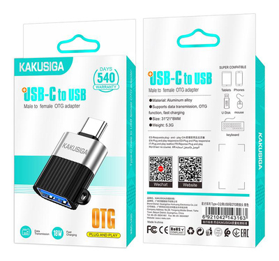KAKUSIGA αντάπτορας USB-C σε USB KSC-1420, 5Gbps, 18W, γκρι KAKUSIGA αντάπτορας USB-C σε USB KSC-1420, 5Gbps, 18W, γκρι