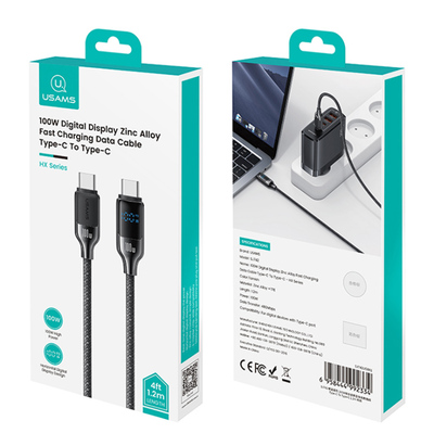 USAMS καλώδιο USB-C SJ742, 100W, 480Mbps, 1.2m, μαύρο USAMS καλώδιο USB-C SJ742, 100W, 480Mbps, 1.2m, μαύρο