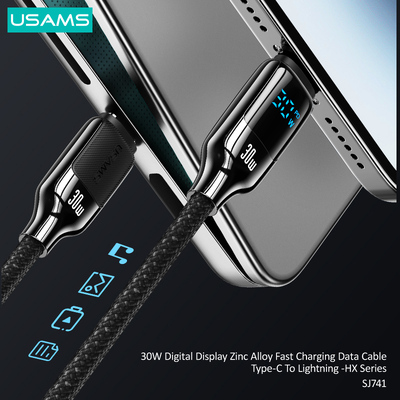 USAMS καλώδιο Lightning σε USB-C SJ741, 30W, 480Mbps, 1.2m, λευκό USAMS καλώδιο Lightning σε USB-C SJ741, 30W, 480Mbps, 1.2m, λευκό