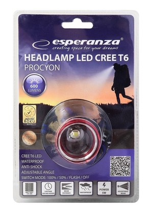 ESPERANZA φακός κεφαλής LED EOT001, 600lm, zoom, μαύρος/κόκκινος ESPERANZA φακός κεφαλής LED EOT001, 600lm, zoom, μαύρος/κόκκινος